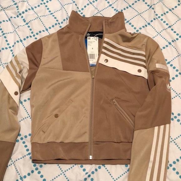 tan adidas track jacket